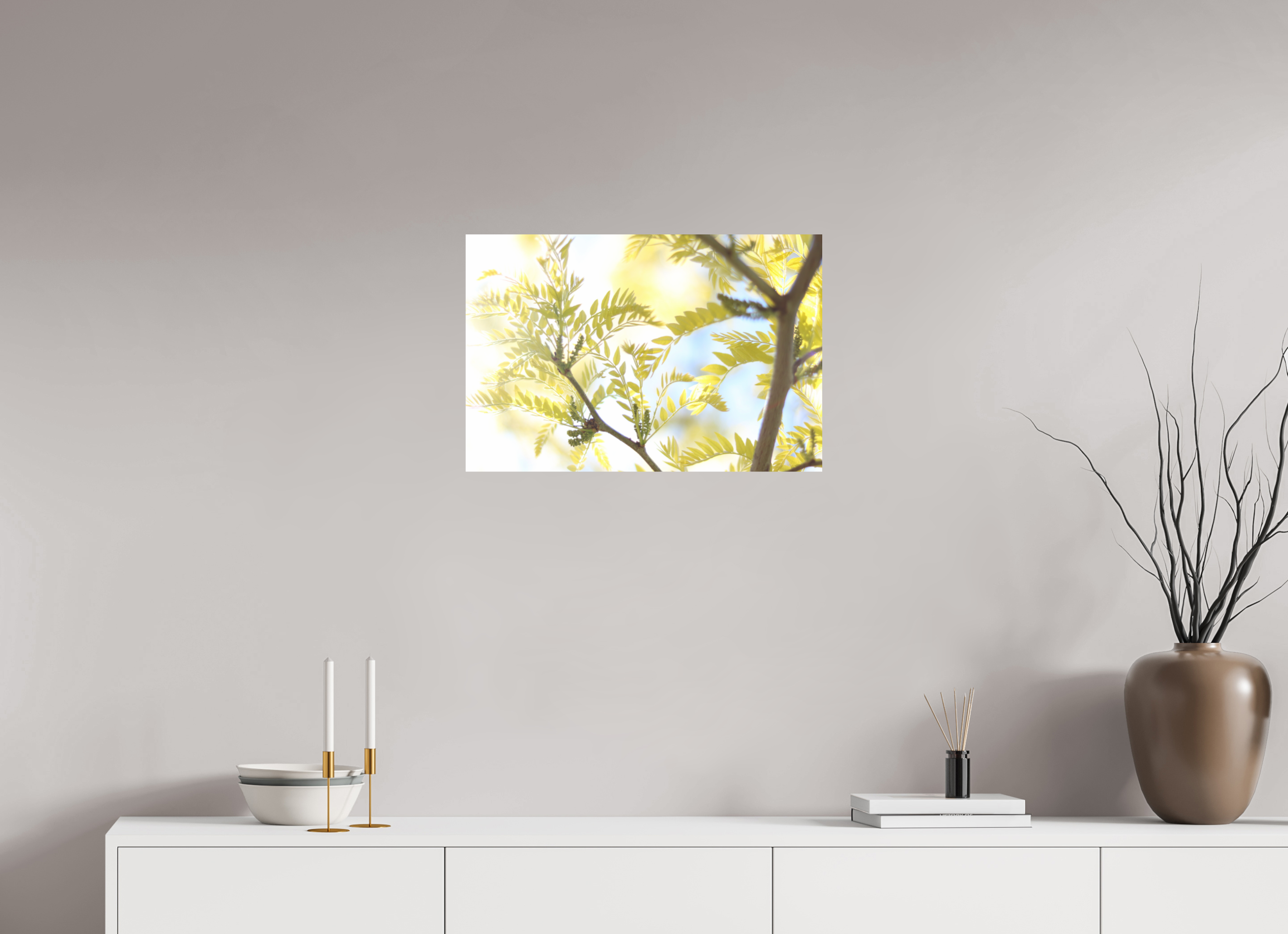 Sunlit Branches with Emerging Leaves