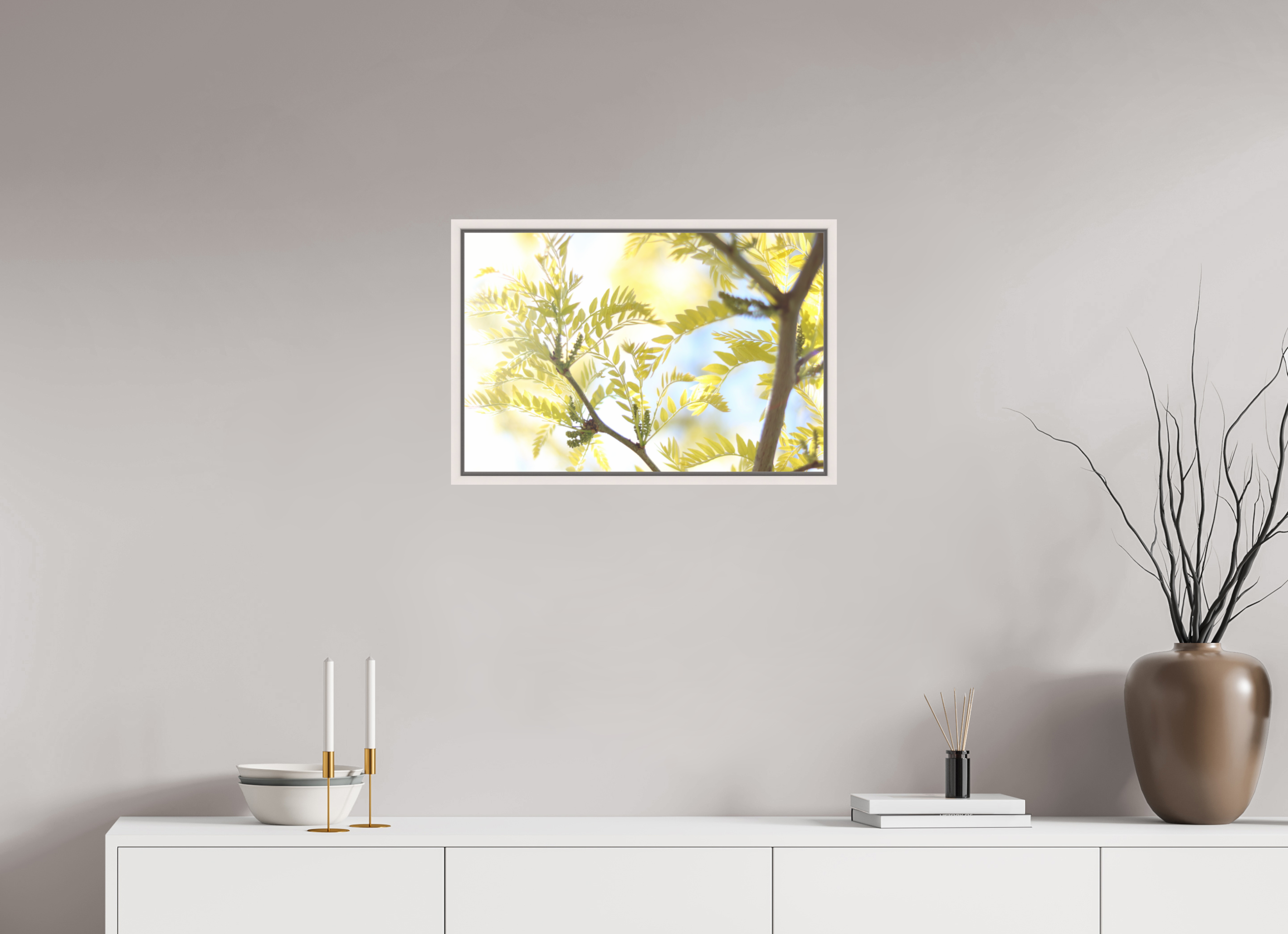 Sunlit Branches with Emerging Leaves